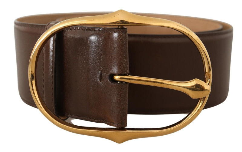 DOLCE & GABBANA BROWN LEATHER GRAY OVAL BUCKLE buy MEN'S BELT