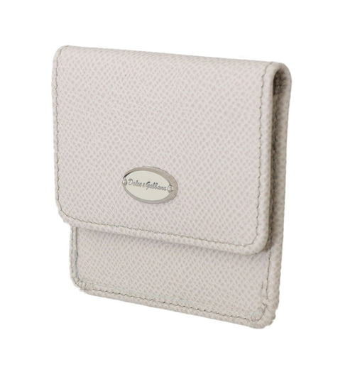 Dolce & Gabbana Chic White Leather Condom Case Men's Wallet