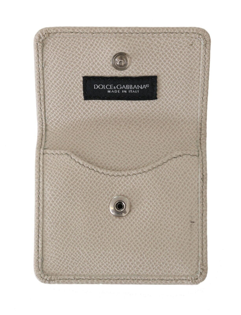 Dolce & Gabbana Chic White Leather Condom Case Men's Wallet