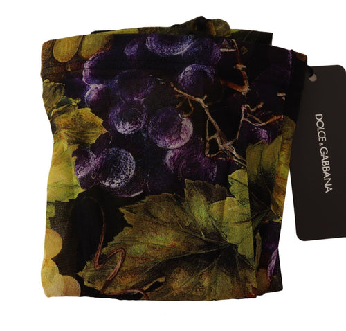 Dolce & Gabbana Elegant Black Grapes Printed Nylon Women's Tights