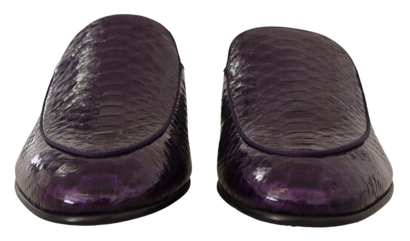 Dolce & Gabbana Purple Exotic Python Leather Men's Slides