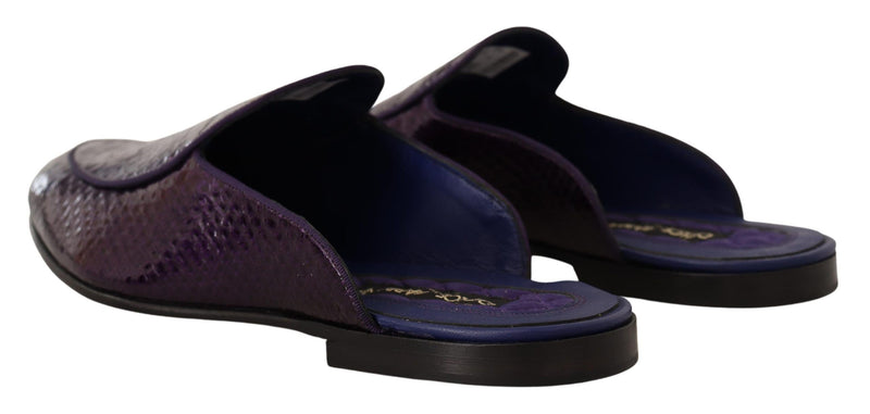 Dolce & Gabbana Purple Exotic Python Leather Men's Slides