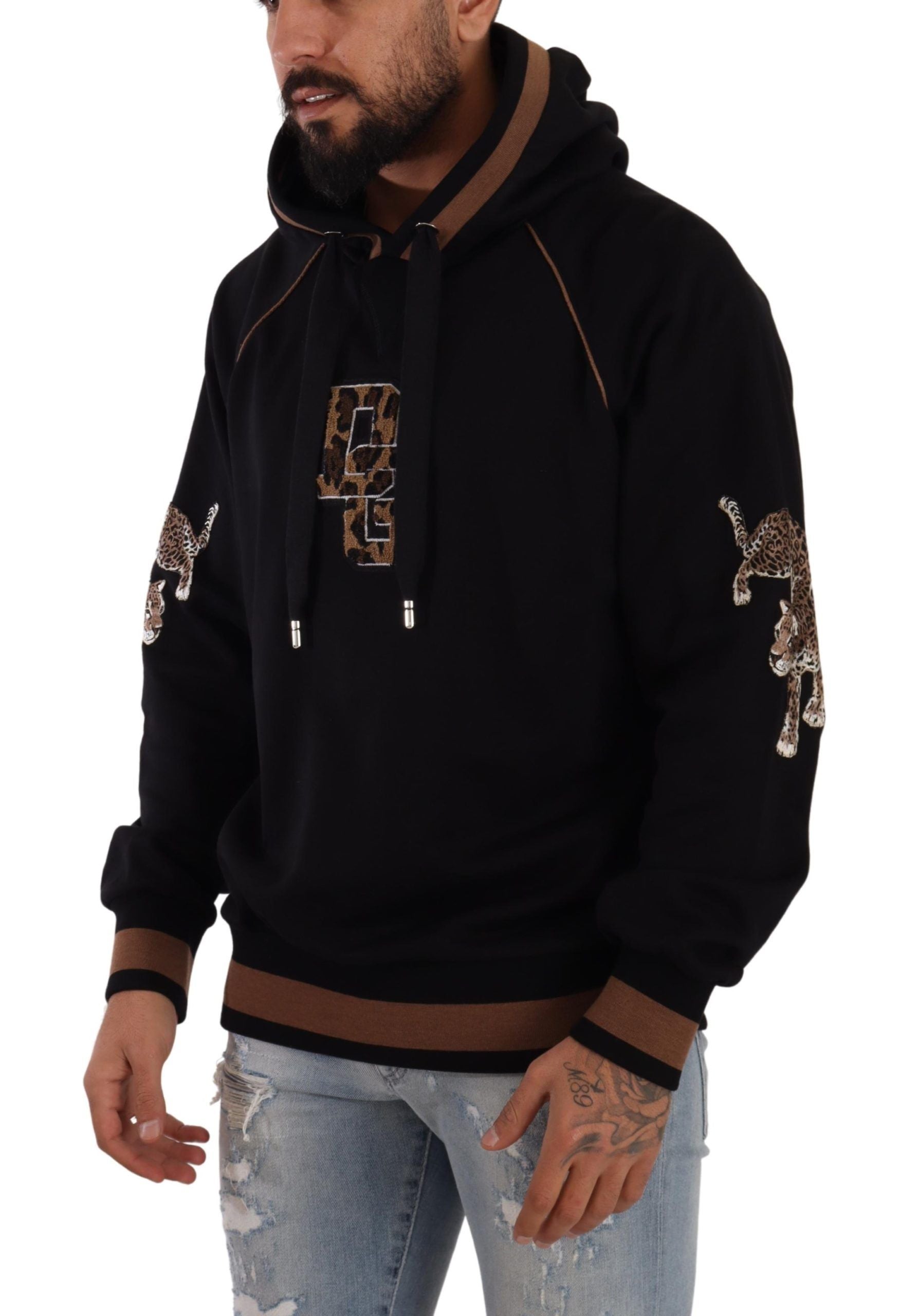 Dolce & Gabbana Chic Leopard Motive Hooded Men's Sweater