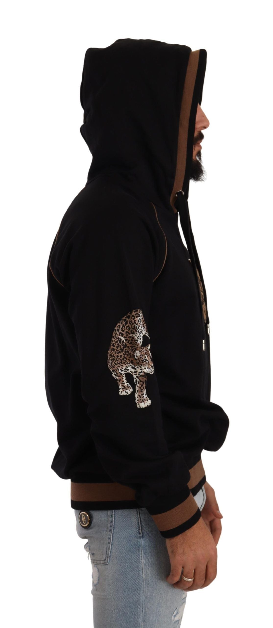 Dolce & Gabbana Chic Leopard Motive Hooded Men's Sweater