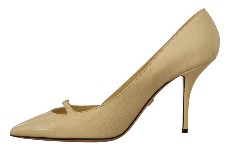 Dolce & Gabbana Chic Pointed Toe Leather Pumps in Sunshine Women's Yellow