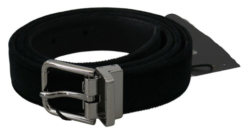 Dolce & Gabbana Elegant Black Leather Belt with Velvet Men's Interior