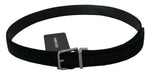 Dolce & Gabbana Elegant Black Leather Belt with Velvet Men's Interior