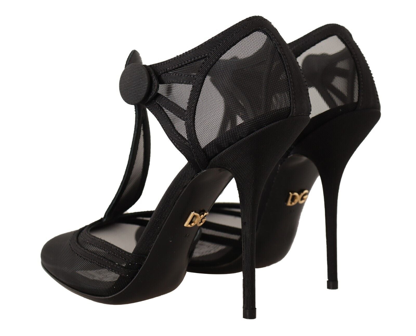 Dolce & Gabbana Elegant Mesh T-Strap Stiletto Women's Pumps