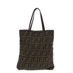 Fendi Zucca Brown Wool Tote Bag (Pre-Owned)