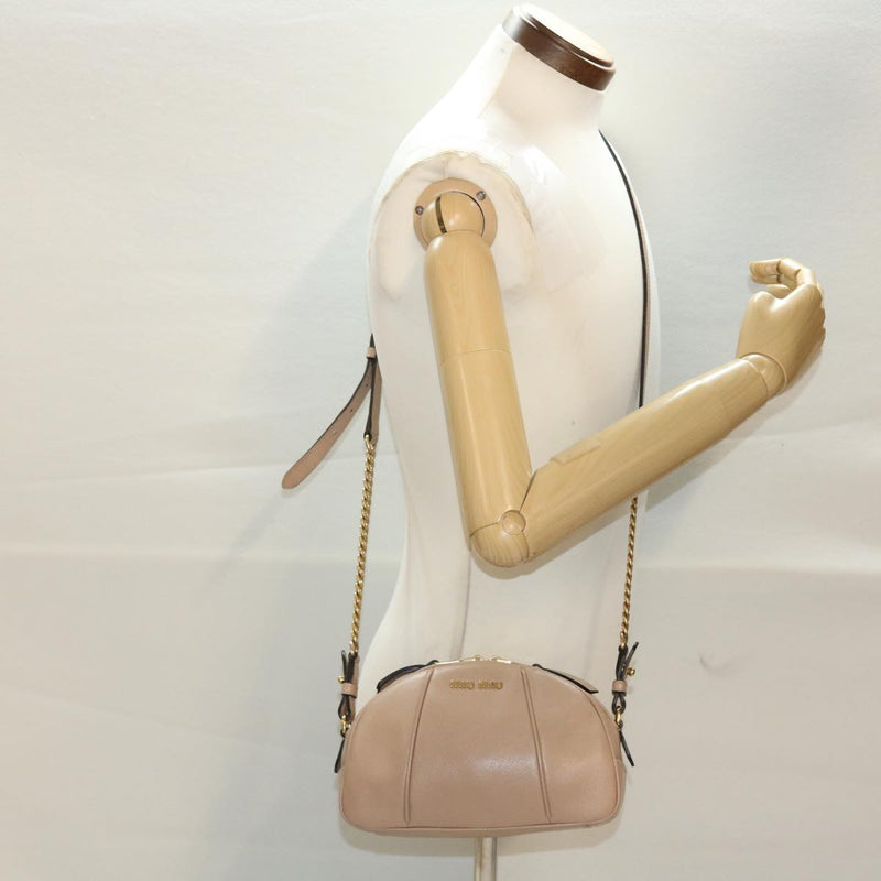 Miu Miu Beige Leather Shoulder Bag (Pre-Owned)