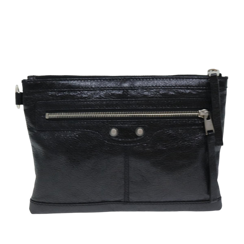 Balenciaga Clip L Black Leather Clutch Bag (Pre-Owned)