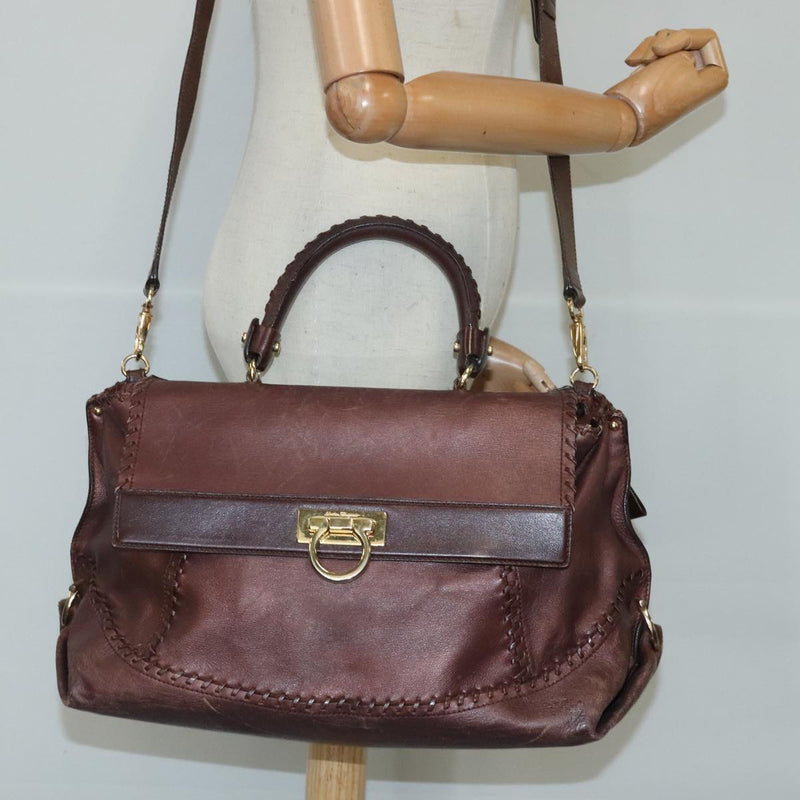 Salvatore Ferragamo Brown Leather Handbag (Pre-Owned)