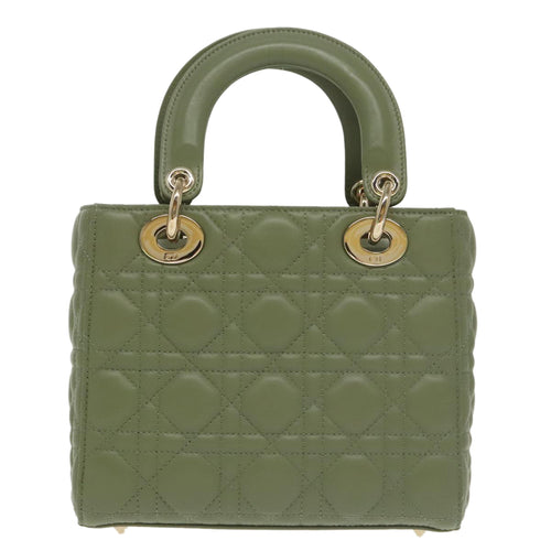 Dior Cannage Lady Green Calfskin Handbag (Pre-Owned)