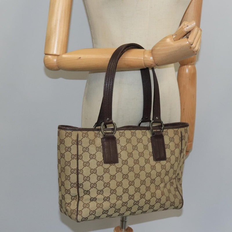 Gucci Gg Canvas Beige Canvas Handbag (Pre-Owned)