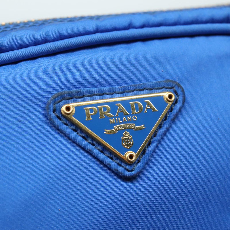 Prada Cosmetic Pouch Blue Synthetic Clutch Bag (Pre-Owned)