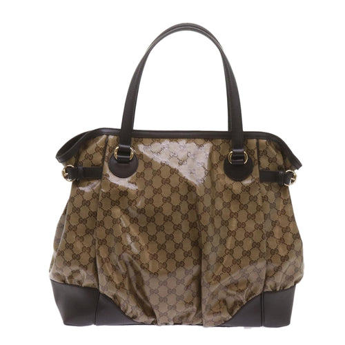 Gucci Gg Crystal Beige Canvas Tote Bag (Pre-Owned)