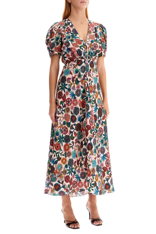 Saloni Women's 'Lea' Long Dress In Printed Silk