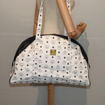 MCM Visetos White Canvas Shoulder Bag (Pre-Owned)