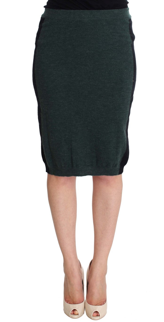 MILA SCHÖN Emerald Elegance Wool-Blend Pencil Women's Skirt