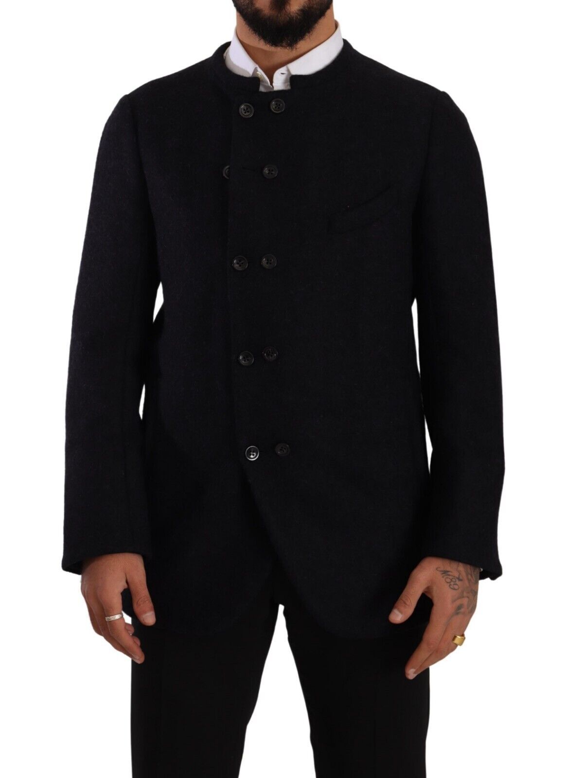 Dolce & Gabbana Elegant Dark Grey Alpaca Blend Men's Jacket