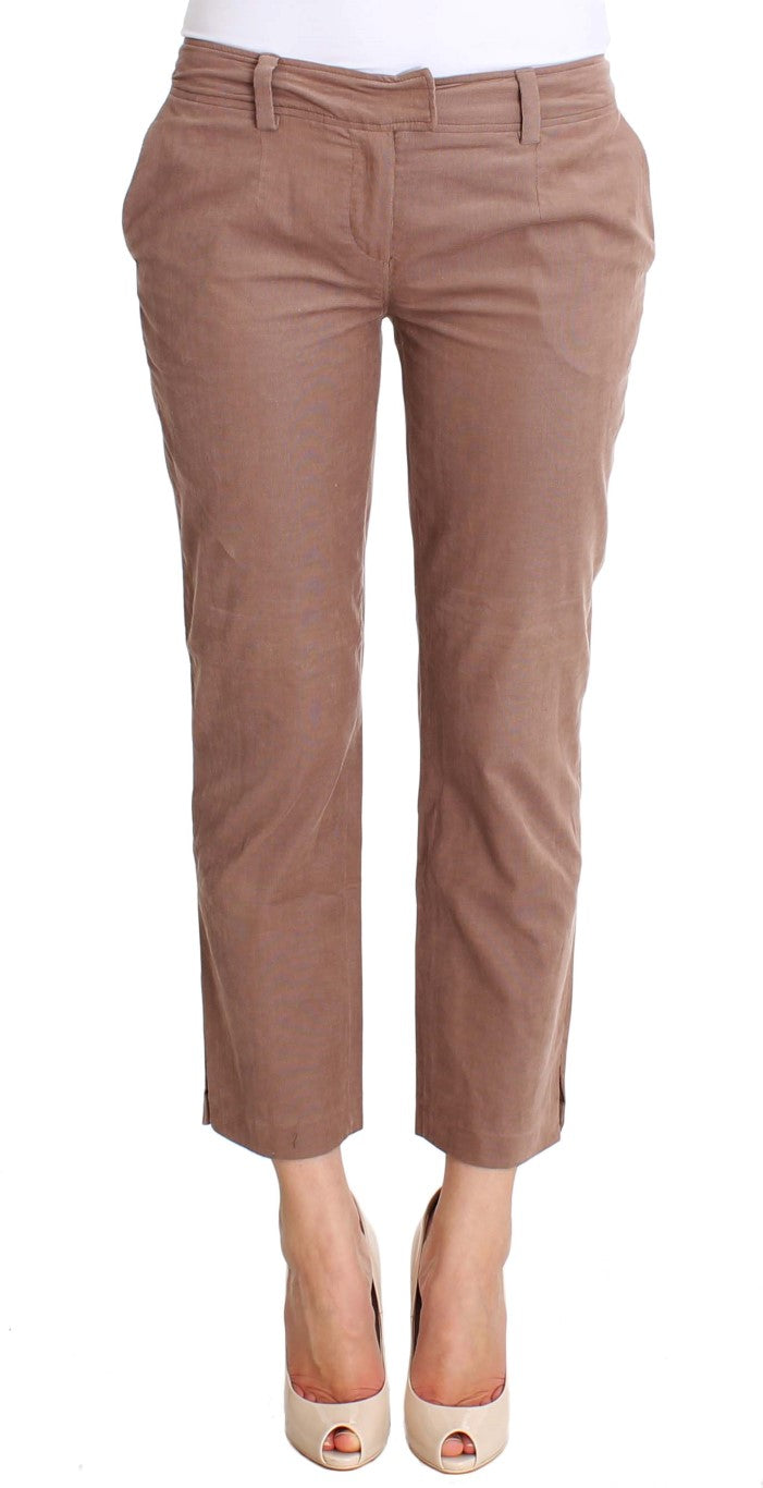 Costume National Chic Brown Cropped Corduroy Women's Pants