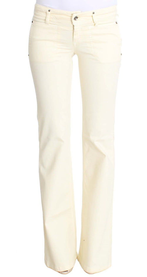 Costume National Chic Off-White Flared Designer Women's Jeans