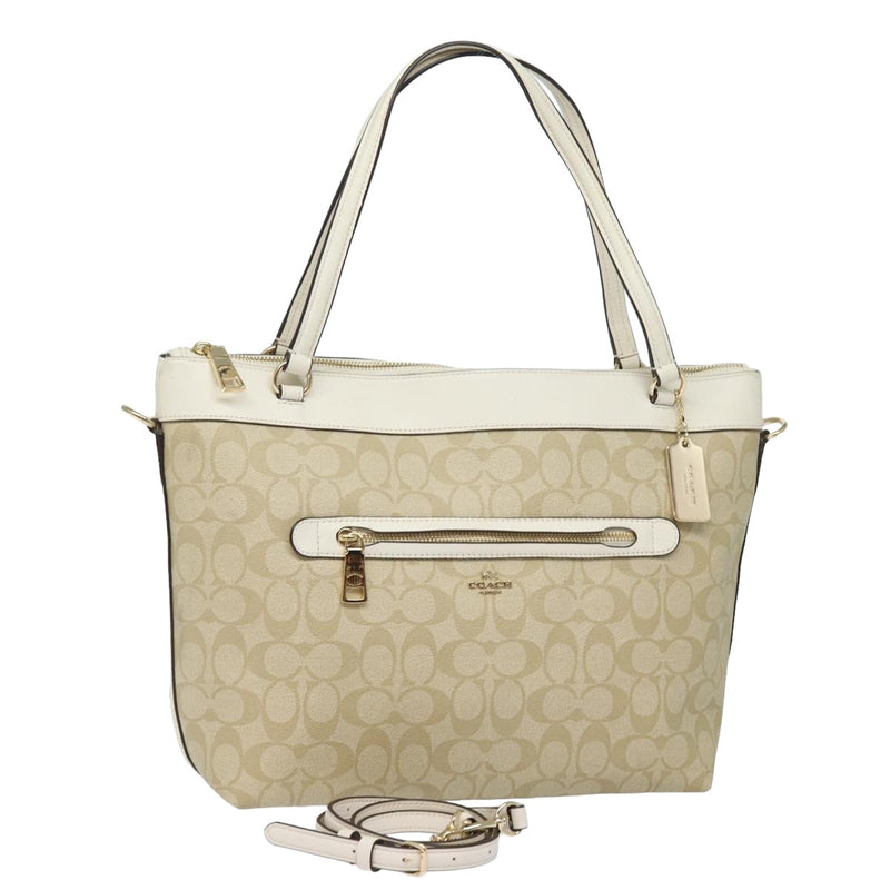 Coach Signature Beige Canvas Tote Bag (Pre-Owned)