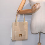 Salvatore Ferragamo Beige Patent Leather Handbag (Pre-Owned)