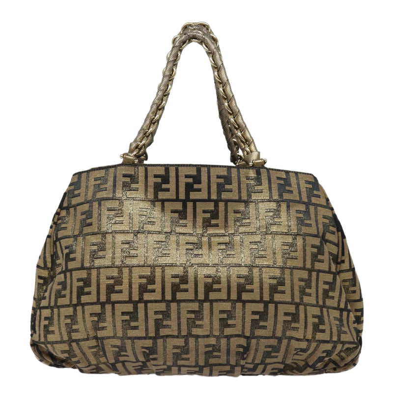 Fendi Zucca Gold Canvas Handbag (Pre-Owned)