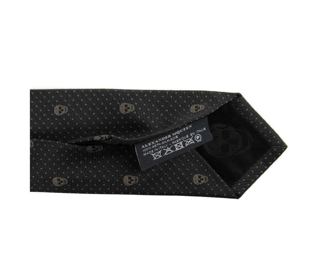 Alexander McQueen Men's Brown Skull Polka Dot Silk Tie 184303 2065 (5 Cm)