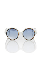 Frankie Morello White Acetate Women's Women's Sunglass