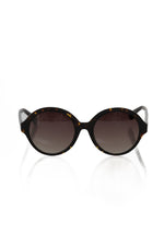 Frankie Morello Chic Black Turtle Pattern Round Women's Sunglasses