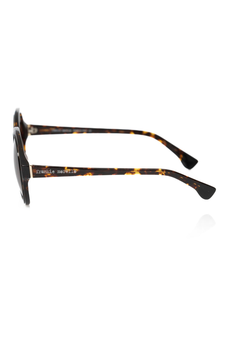 Frankie Morello Chic Black Turtle Pattern Round Women's Sunglasses