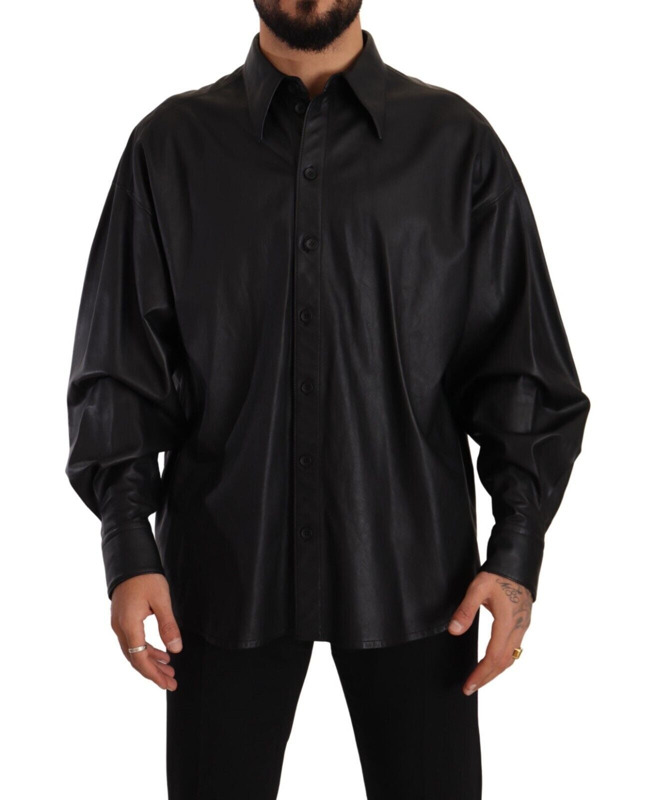 Dolce & Gabbana Elegant Black Leather Men's Jacket