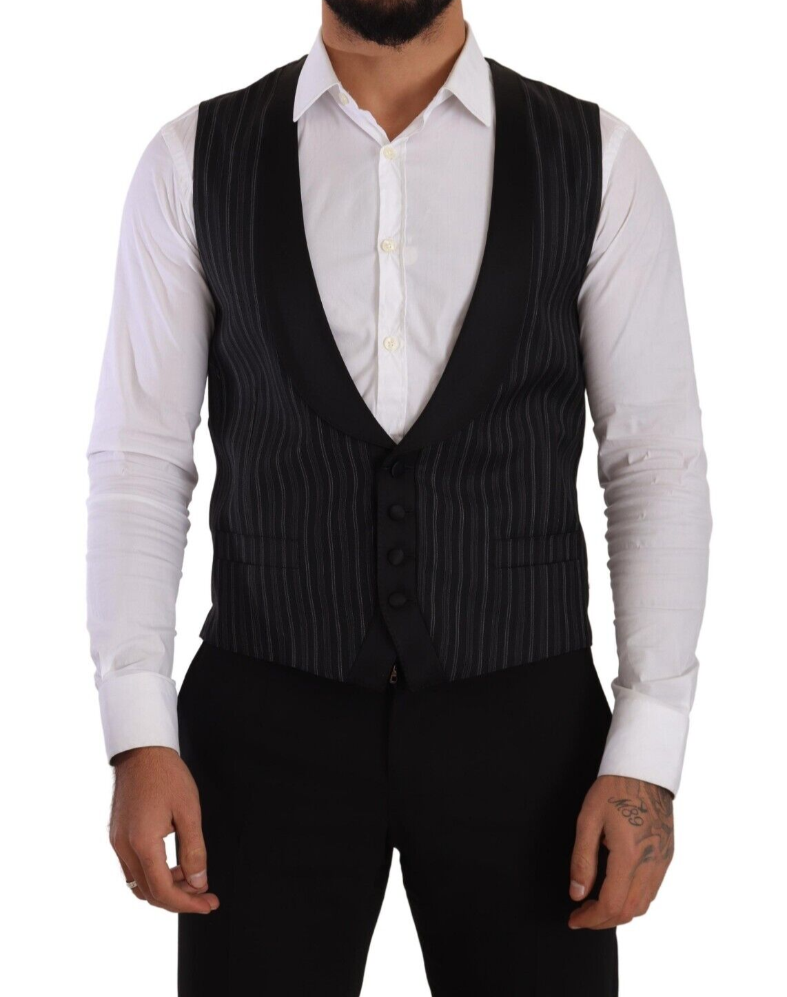 Dolce & Gabbana Elegant Striped Formal Dress Men's Vest