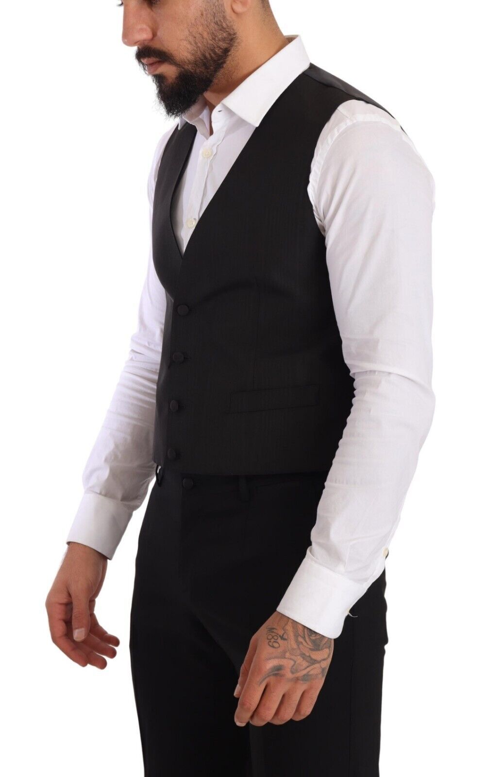 Dolce & Gabbana Elegant Gray Silk Dress Men's Vest