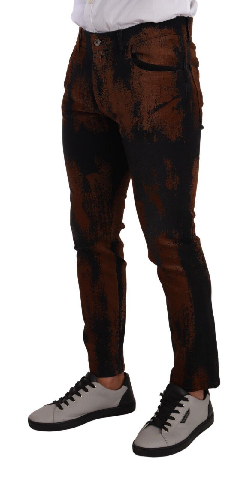 Dolce & Gabbana Chic Black Brown Tie-Dye Slim Fit Men's Jeans