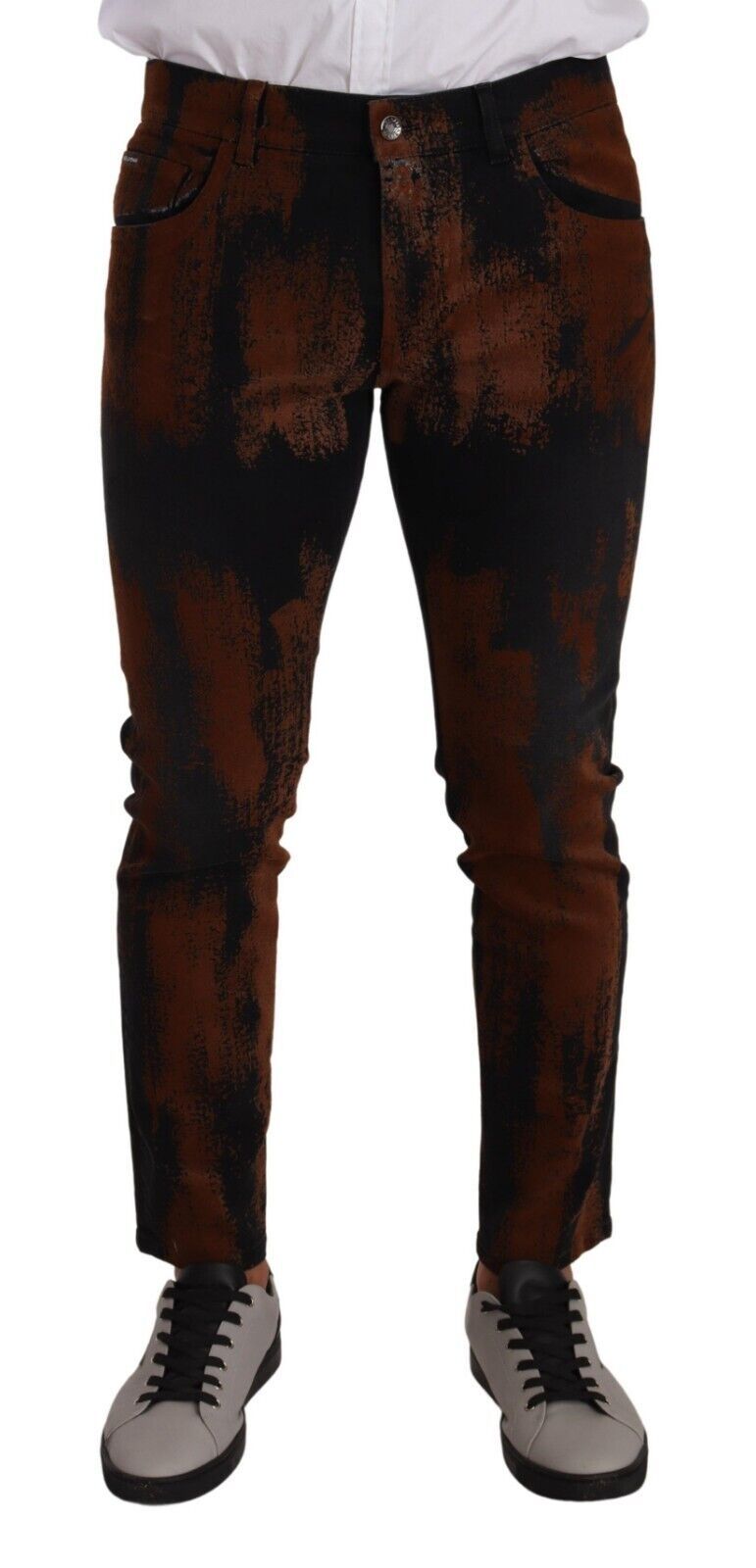 Dolce & Gabbana Chic Black Brown Tie-Dye Slim Fit Men's Jeans