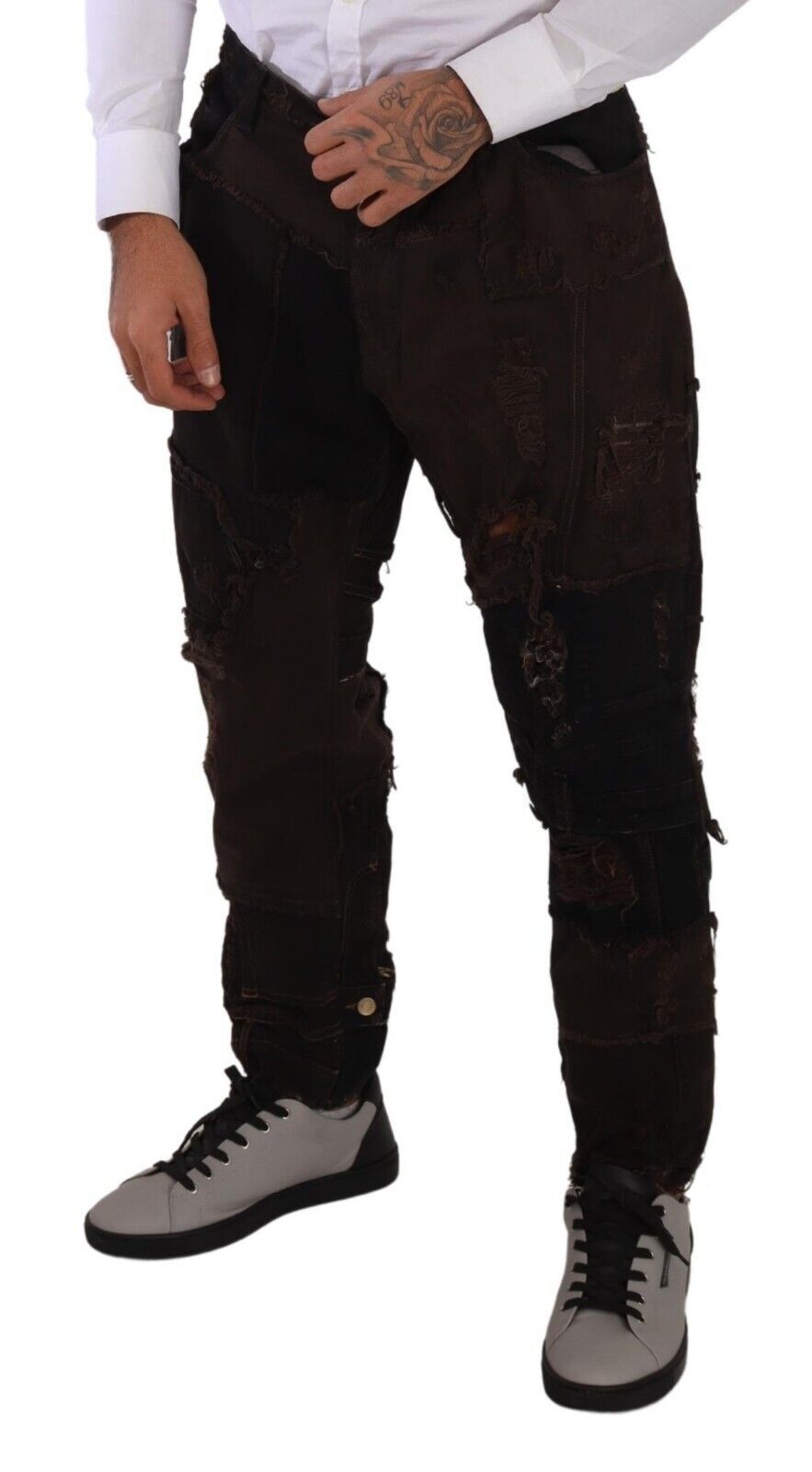 Dolce & Gabbana Elegant Distressed Patchwork Denim Men's Jeans