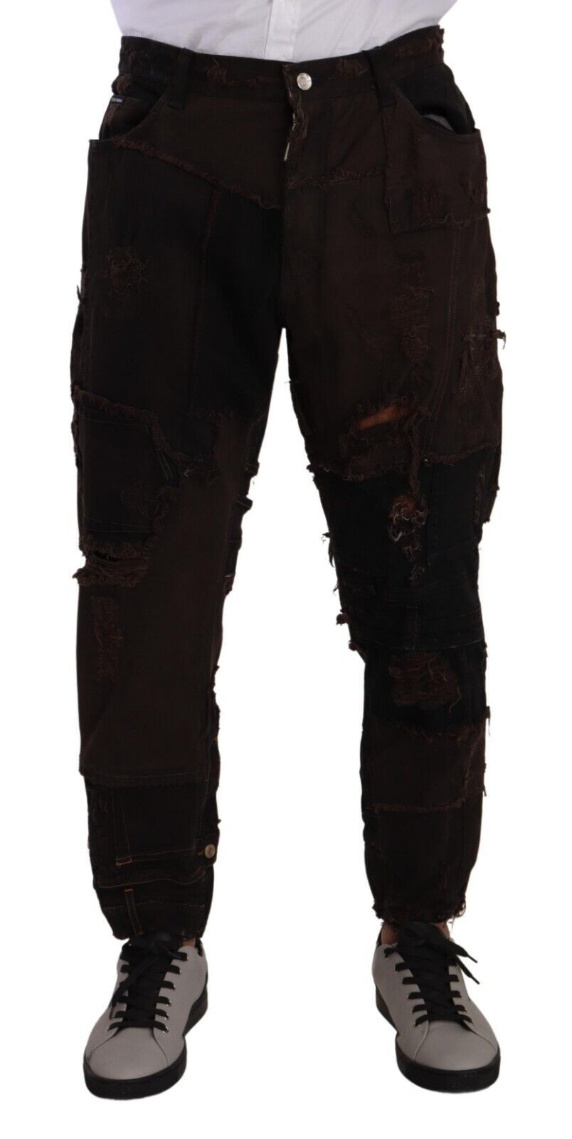 Dolce & Gabbana Elegant Distressed Patchwork Denim Men's Jeans