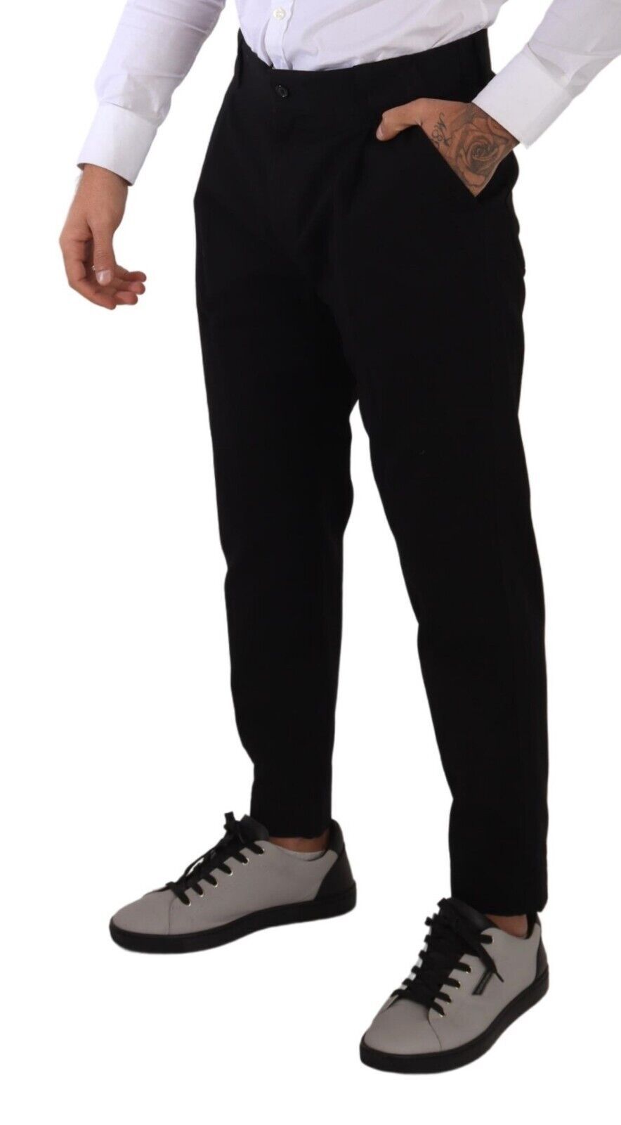 Dolce & Gabbana Elegant Tapered Black Cotton Men's Chinos