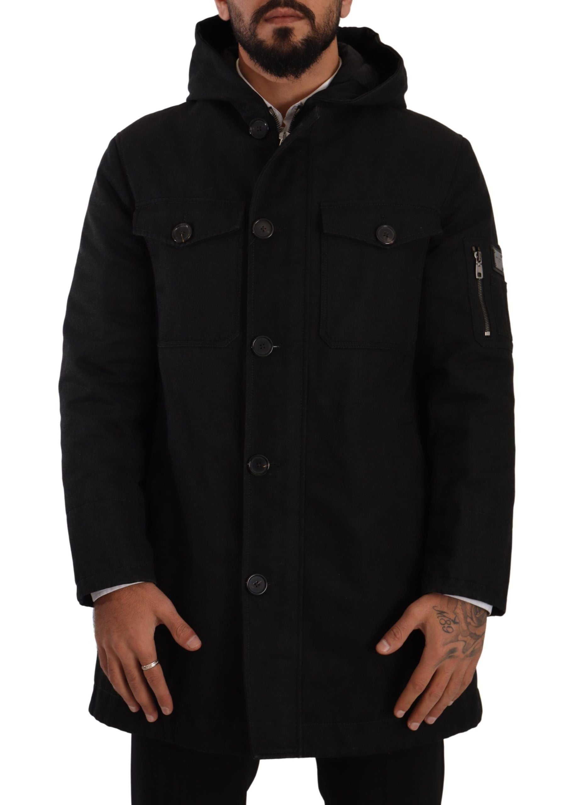 Dolce & Gabbana Elegant Black Parka Hooded Men's Jacket