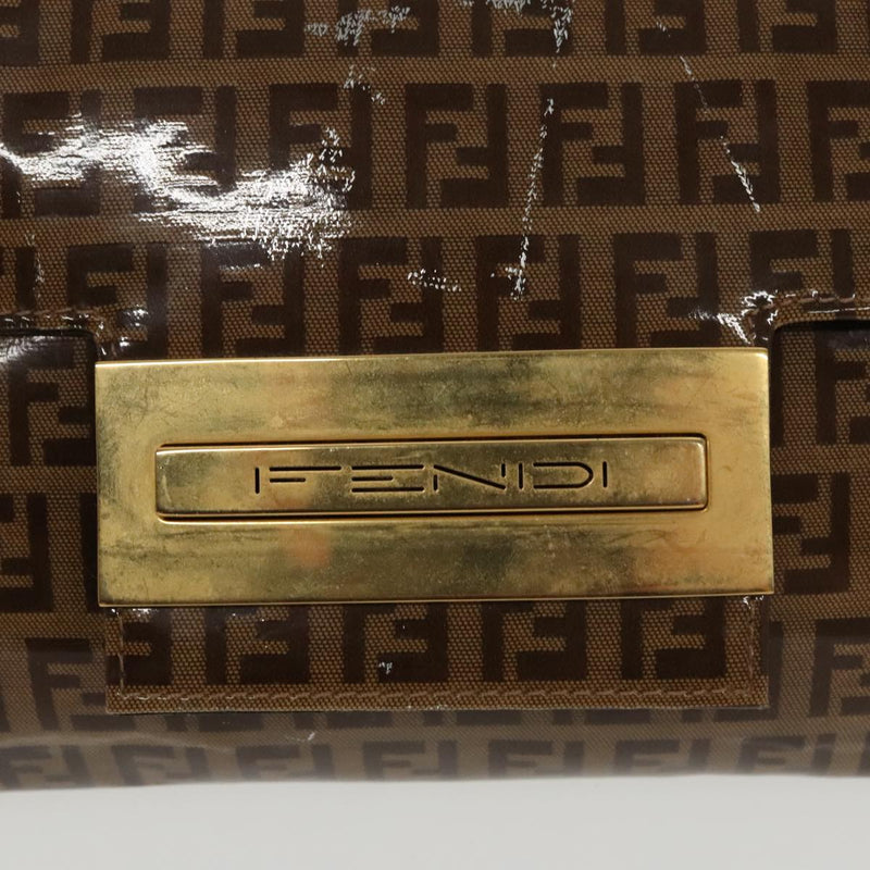 Fendi Baguette Brown Patent Leather Shoulder Bag (Pre-Owned)