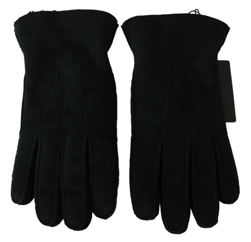 Dolce & Gabbana Elegant Black Leather Biker Men's Gloves