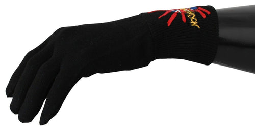 Dolce & Gabbana Elegant Black Virgin Wool Men's Gloves