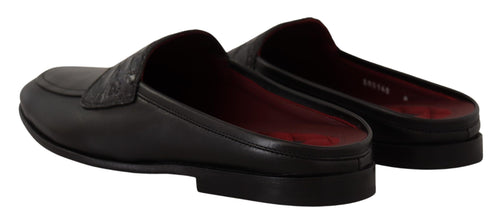 Dolce & Gabbana Exquisite Black & Burgundy Leather Men's Slides