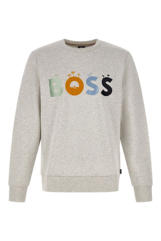 Hugo Boss Elegant Grey Round Neck Cotton Men's Sweatshirt