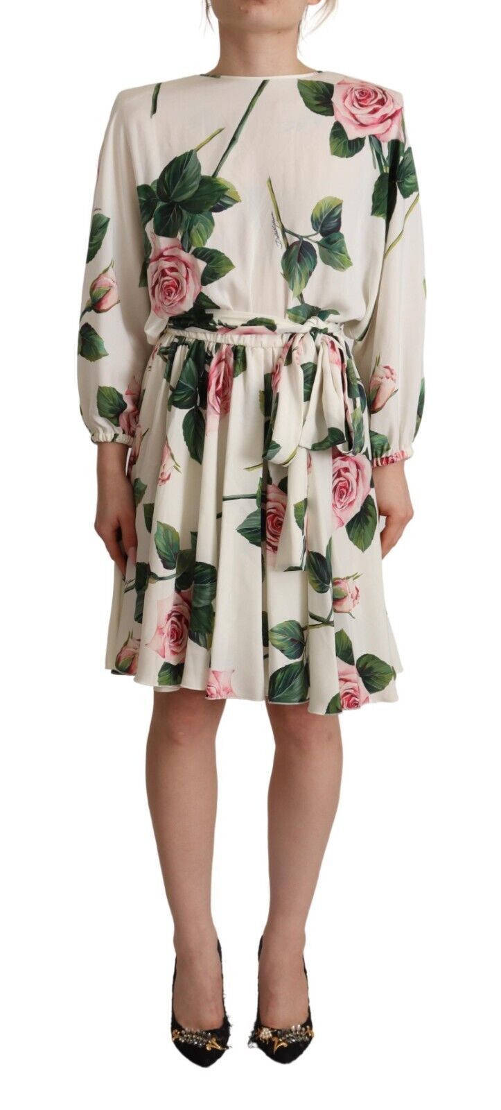 Dolce & Gabbana Elegant Silk Floral A-Line Women's Dress