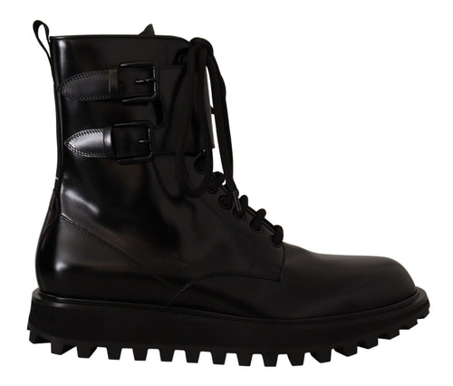 Dolce & Gabbana Elegant Black Leather Ankle Men's Boots