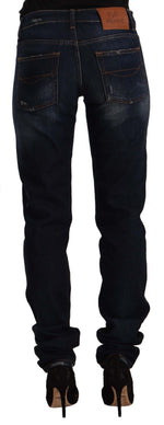 GF Ferre Chic Mid-Waist Skinny Jeans in Dark Blue Women's Wash